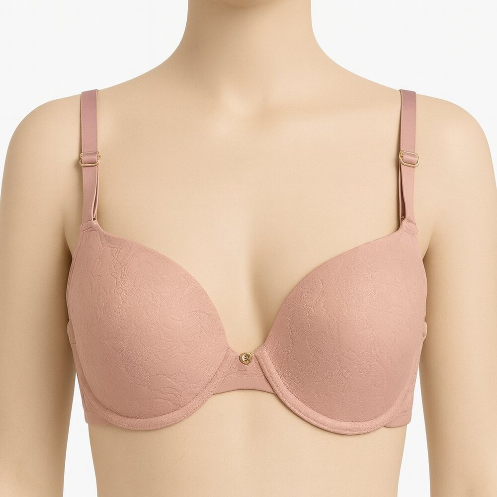 Natori Lace Contour Underwire Bra Blush Nude Pink Estimated 34C / Tag Cut Out